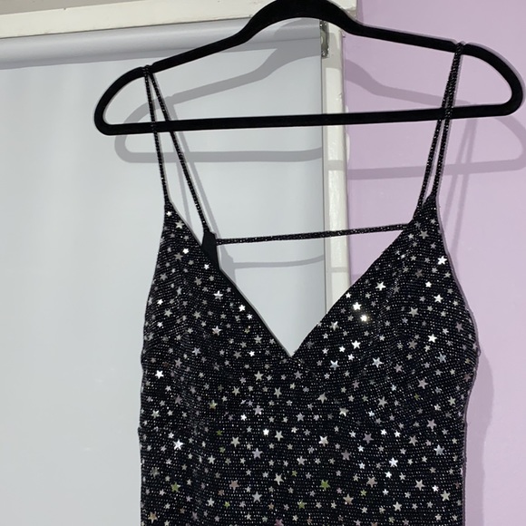 River island black midi dress with sliver stars - Picture 2 of 5